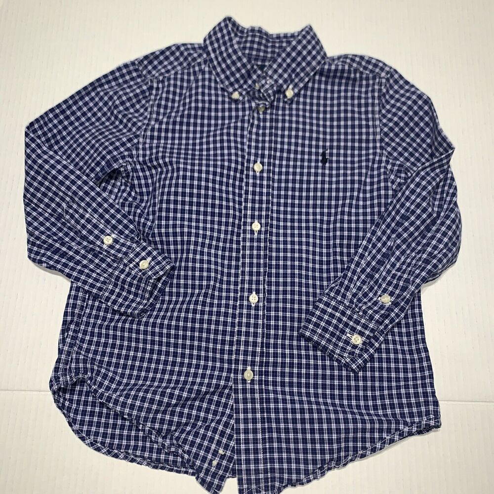 Ralph Lauren Gymboree Boy's Button Down Shirt Sz 5 LOT OF 2 Plaid Blue - Picture 2 of 11